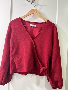 Madewell Crimson Wrap Tie Long-Sleeve Top